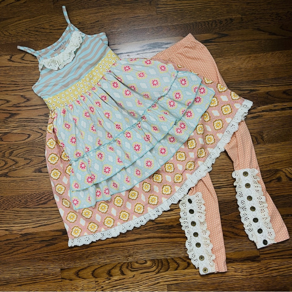 mustard pie two piece leggings dress set